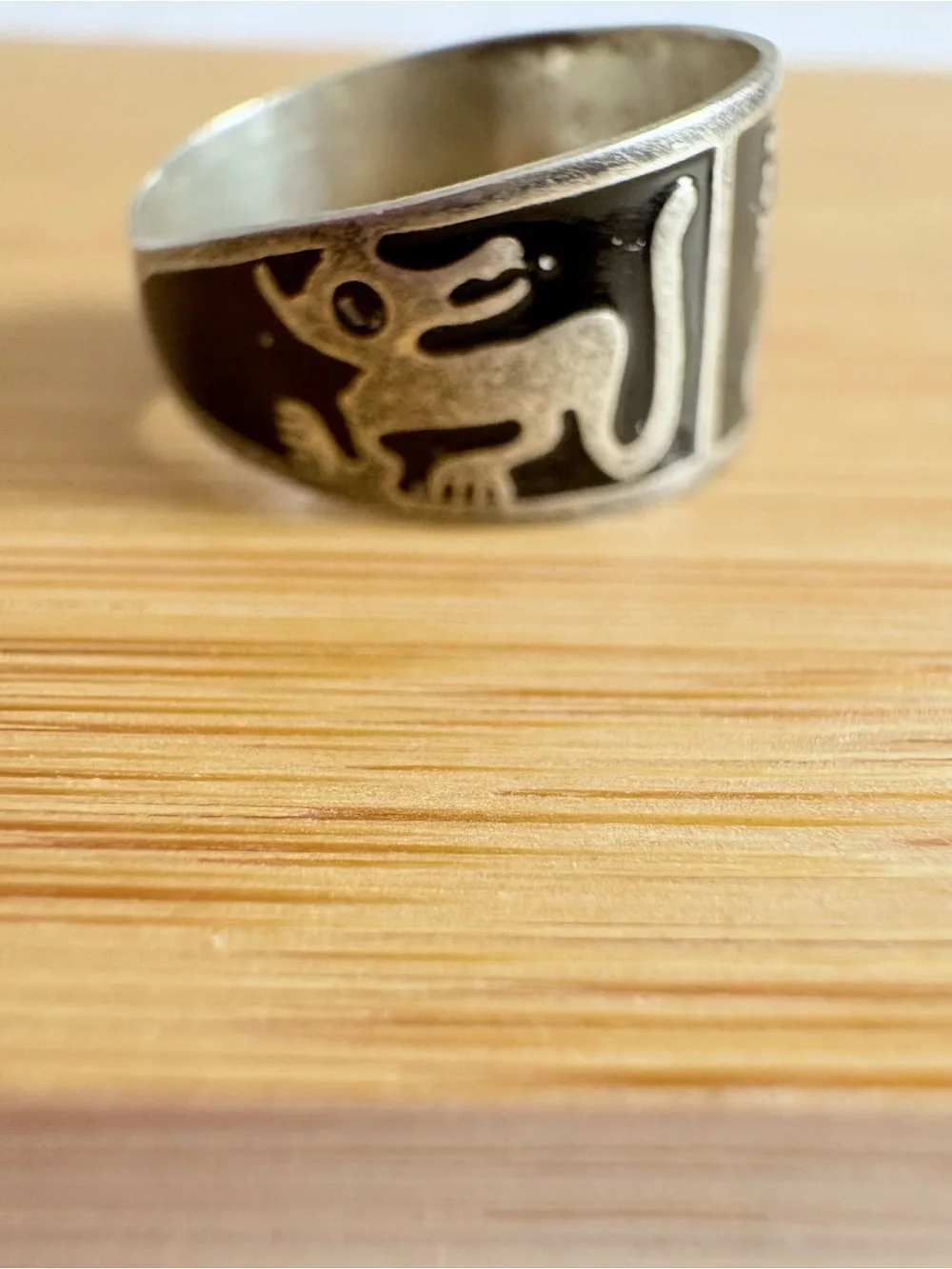 Sterling Silver Black Tribal Women’s Band Ring Size 6.5